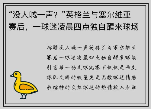“没人喊一声？”英格兰与塞尔维亚赛后，一球迷凌晨四点独自醒来球场